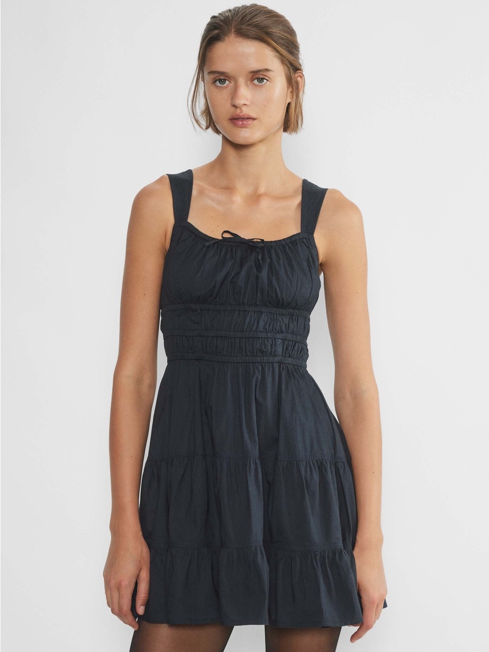 Sunday Best Black Sleeveless Tiered Mini Dress